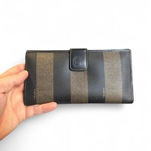 Fendi Bi-Fold striped leather wallet